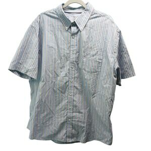 Croft & Barrow Mens Easy Care Striped Short Sleeve Button Down Shirt XXL